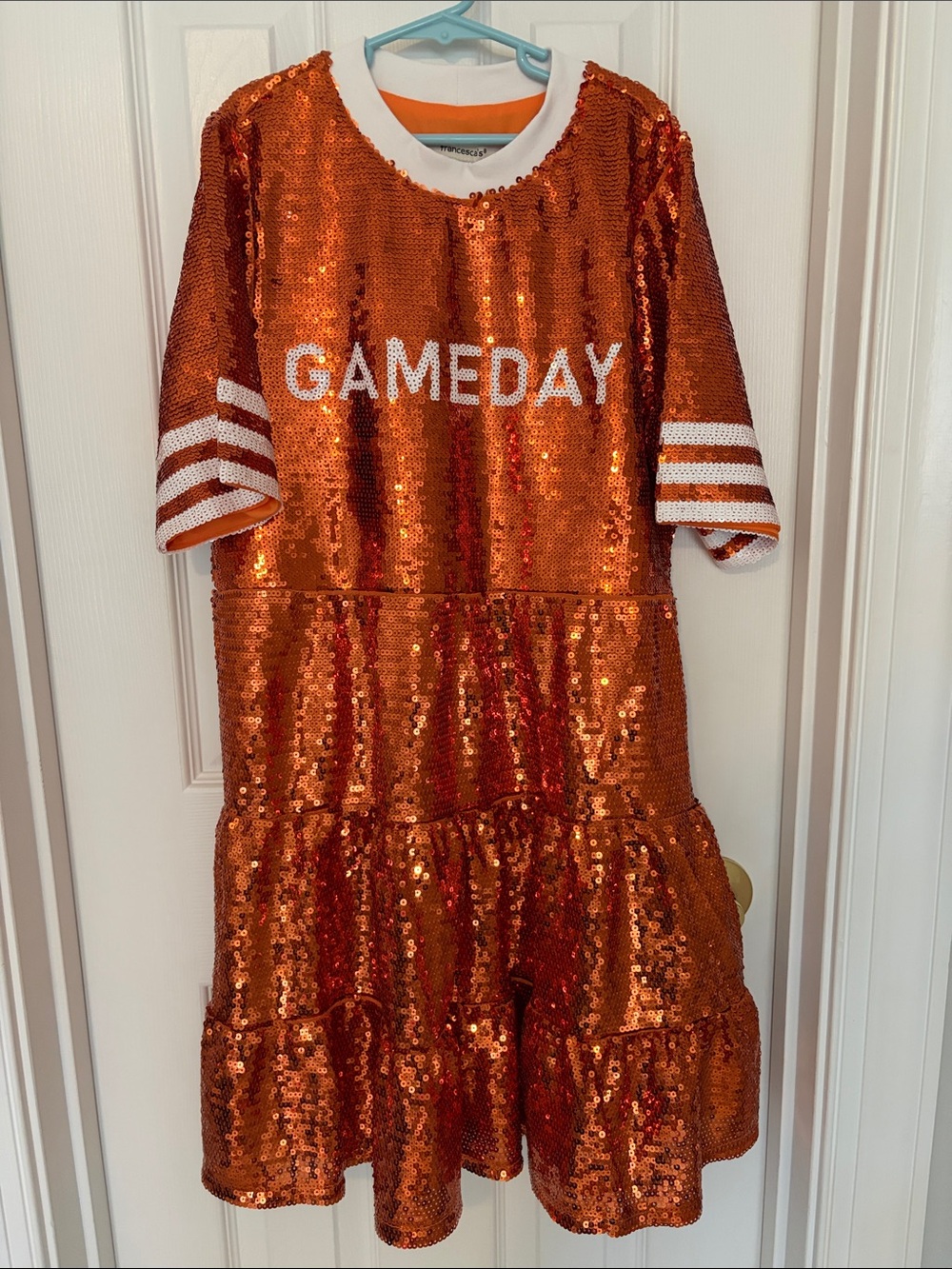 Francesca’s Sequined "GAMEDAY" Orange Party Dress Sz. Small NWT